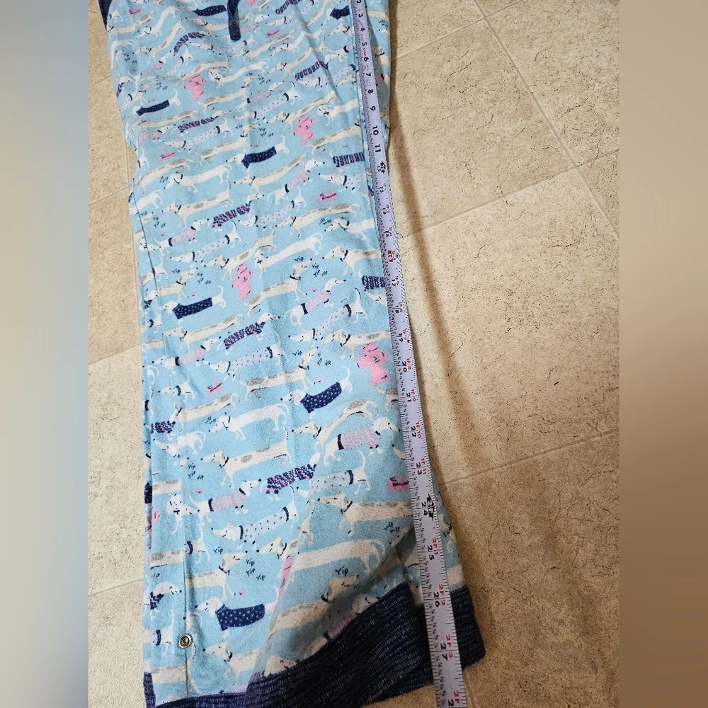 Munki Munki XXL Flannel Pajama Set Blue Dachshund Dog Print Button Up Fleece